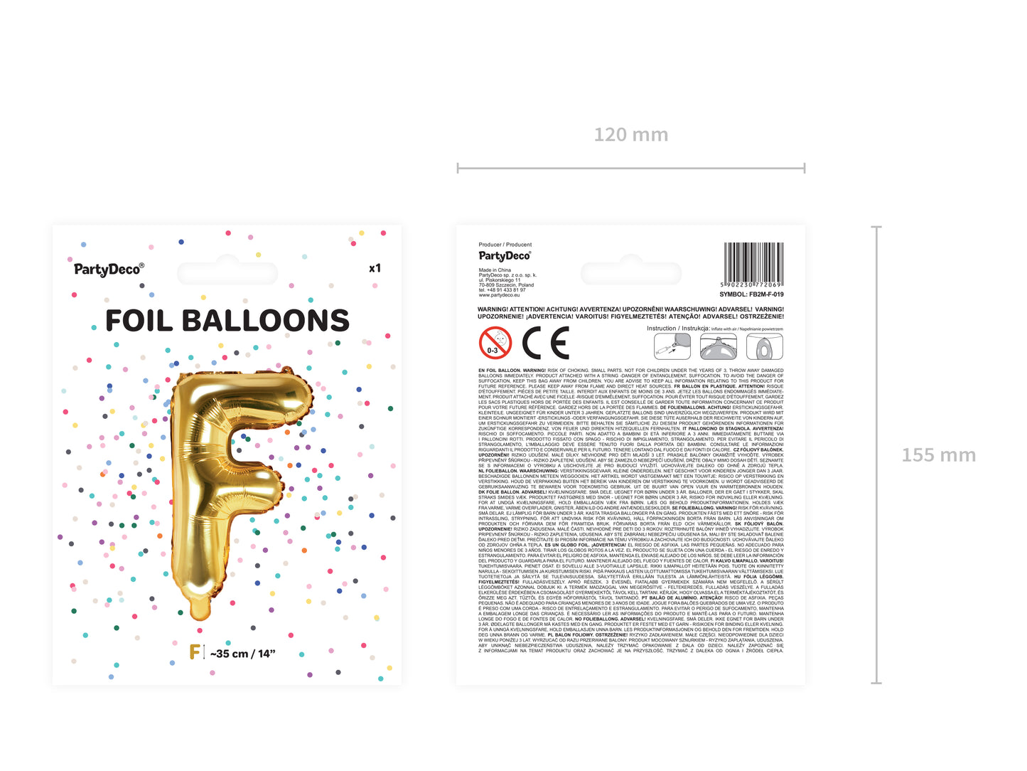 Globo foil LETRA F DORADA