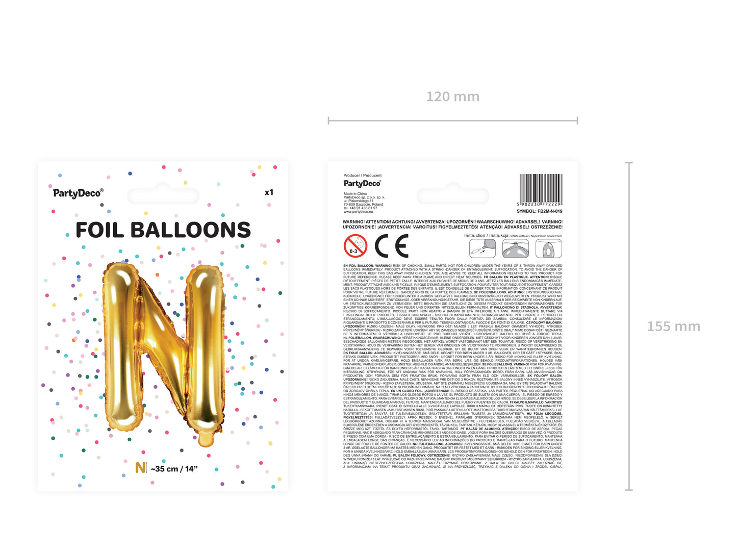 Globo foil LETRA N DORADA