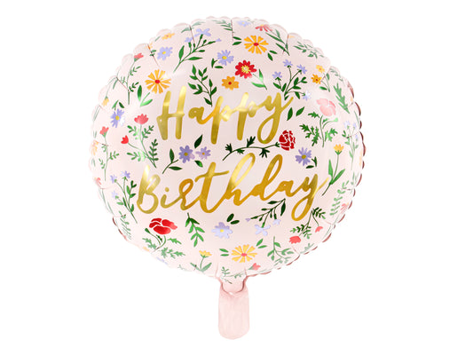 Globo foil FLORES SILVESTRES HAPPY BIRTHDAY