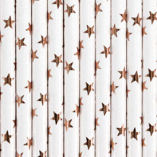 Pajitas de papel estrellas rose gold