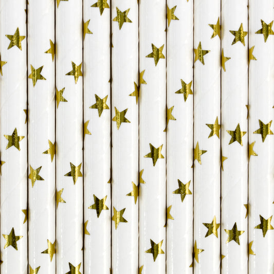 Pajitas de papel estrellas doradas