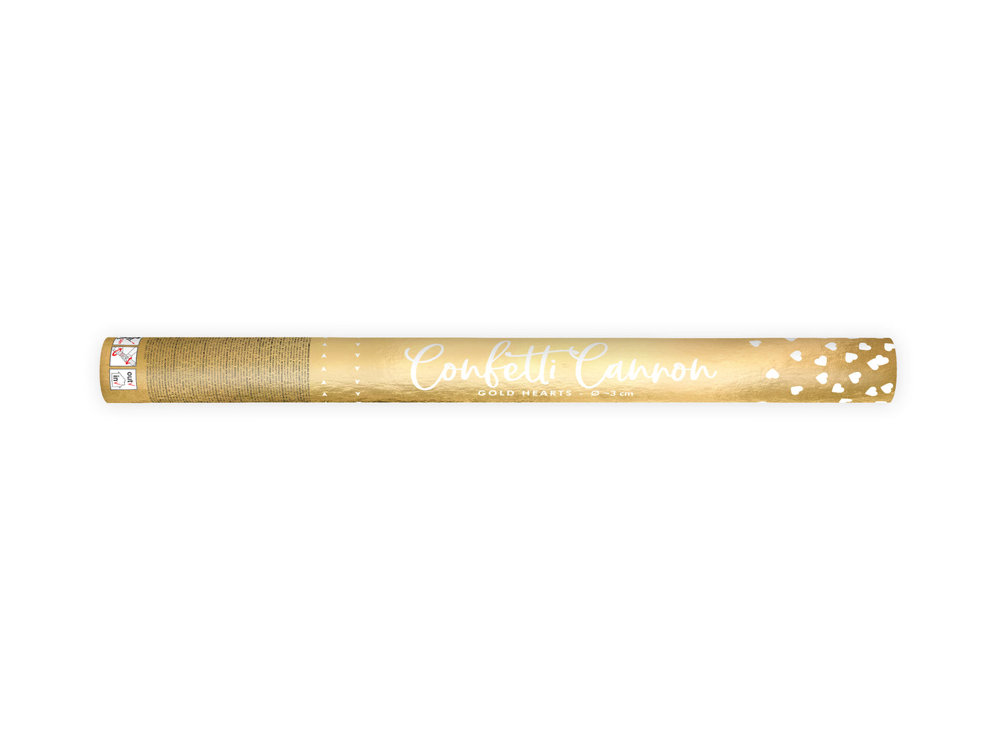 Cañón confetti corazones oro foil