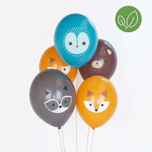 Globos látex eco mix ANIMALES DEL BOSQUE ( 5 UDS )