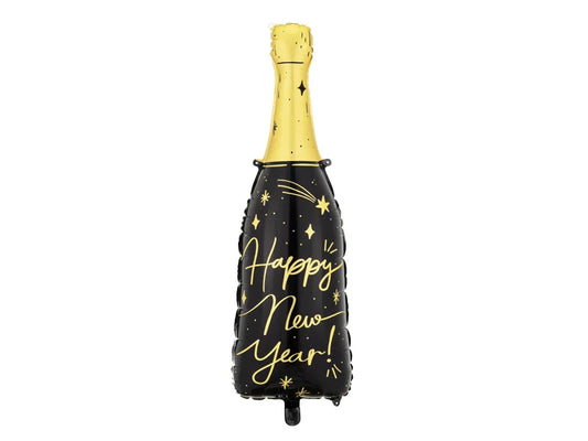 Globo foil botella happy new year negro