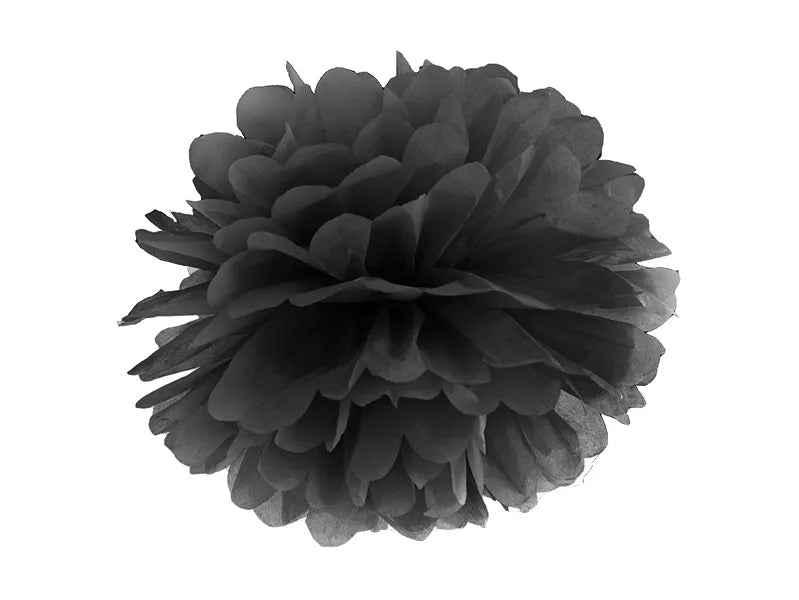 Pompón papel negro 25 cm