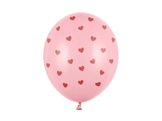 Globo látex ROSA CORAZONES ROJOS (6uds)